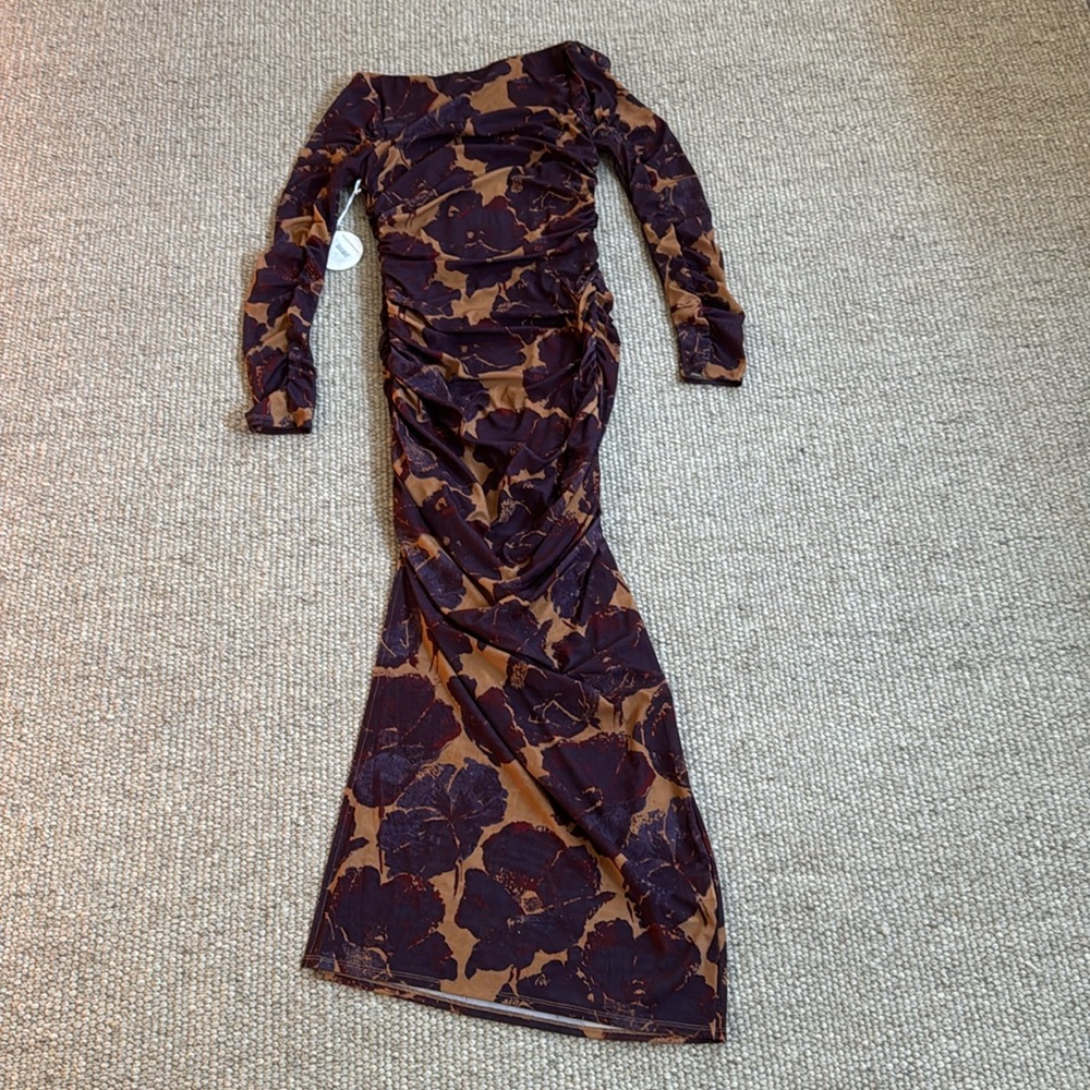 STAUD Solana Floral Print Long Sleeve Maxi Dress Dried Pressed Flowers NWT - Picture 13 of 15